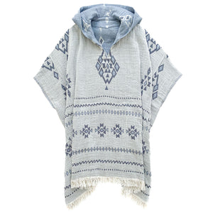 The Dreamland Reversible Poncho - Blue/Natural