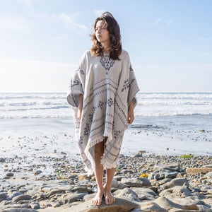 The Dreamland Reversible Poncho - Blue/Natural