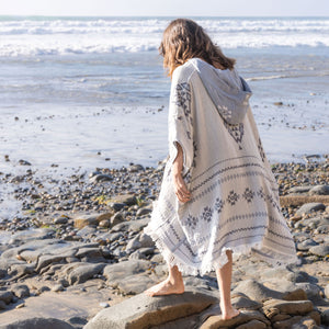 The Dreamland Reversible Poncho - Blue/Natural