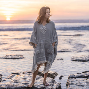 The Dreamland Reversible Poncho - Blue/Natural