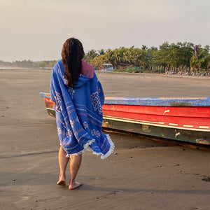 The Dreamland Reversible Poncho - Electric Blue/Red