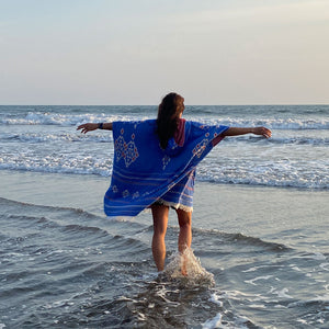 The Dreamland Reversible Poncho - Electric Blue/Red