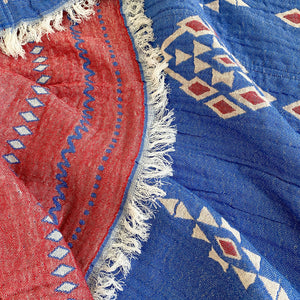 The Dreamland Reversible Poncho - Electric Blue/Red