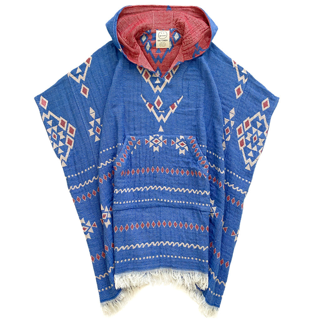 The Dreamland Reversible Poncho - Electric Blue/Red