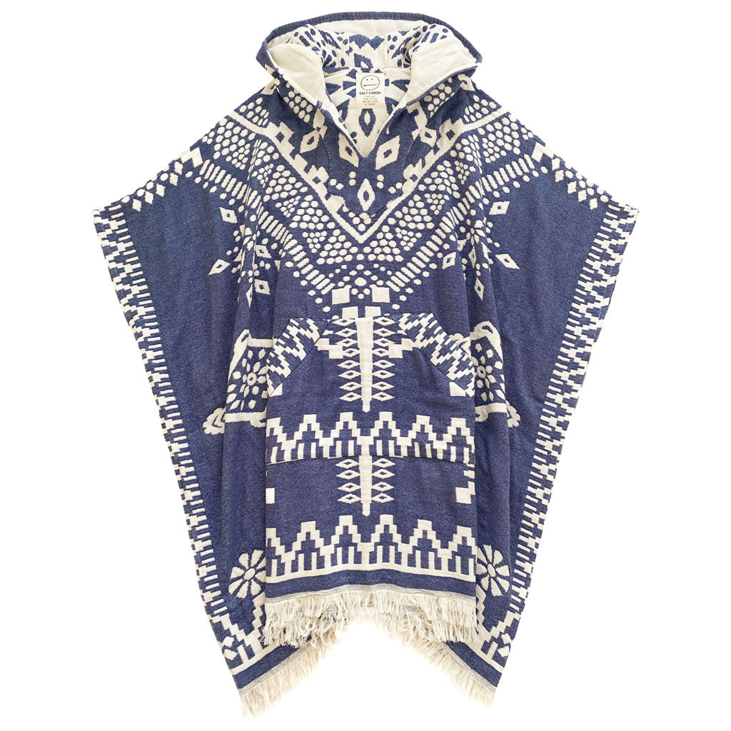 The Sunset Reversible Poncho - Navy/Natural