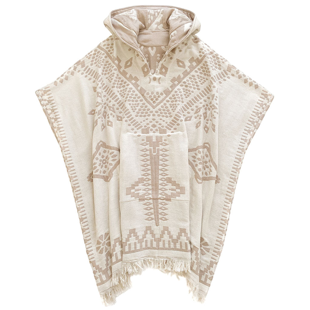 The Sunset Reversible Poncho - Sand/Natural